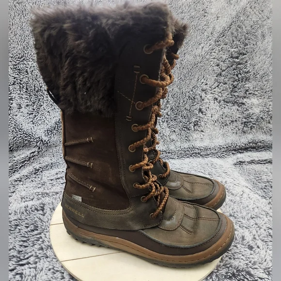 MERRELL Decora Prelude Winter Snow Boot Waterproof Faux Fur Tall 200g Women's 7 - Picture 1 of 9